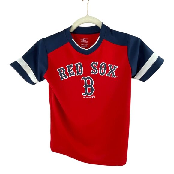 Boston Red Sox Youth T-Shirt XS Red Navy Blue Official MLB Merchandise Sporty - Picture 1 of 7
